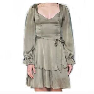 Altar'd State Long-sleeve Olive Mini Dress